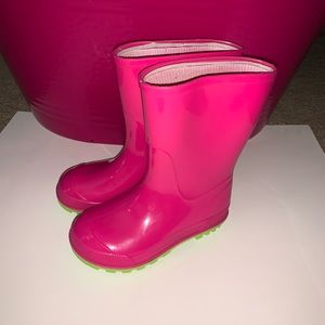 Pink rain boots